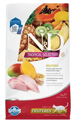 Farmina N&D Cat Tropical Selection Chicken Neutered Adult сухой корм для стерилизованных кошек и кастрированных котов, с курицей
