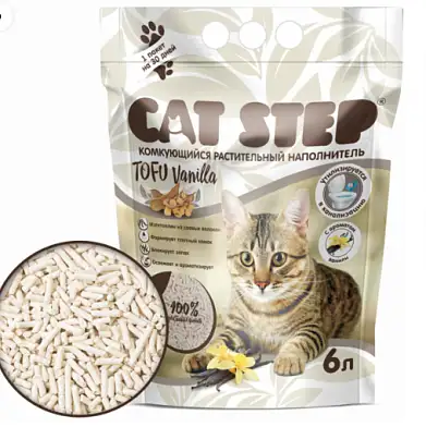 Cat Step Наполнитель для кошек комкующийся растительный Tofu Vanilla