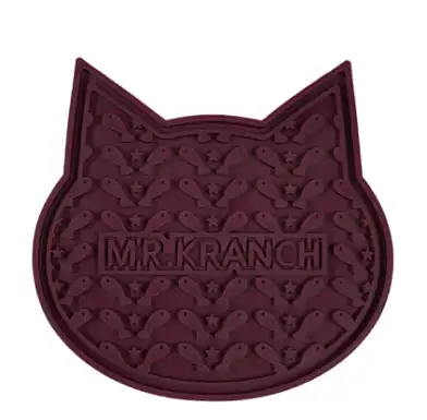 Mr.Kranch Лизательный коврик для медленного поедания, бордовый на присосках, для собак и кошек